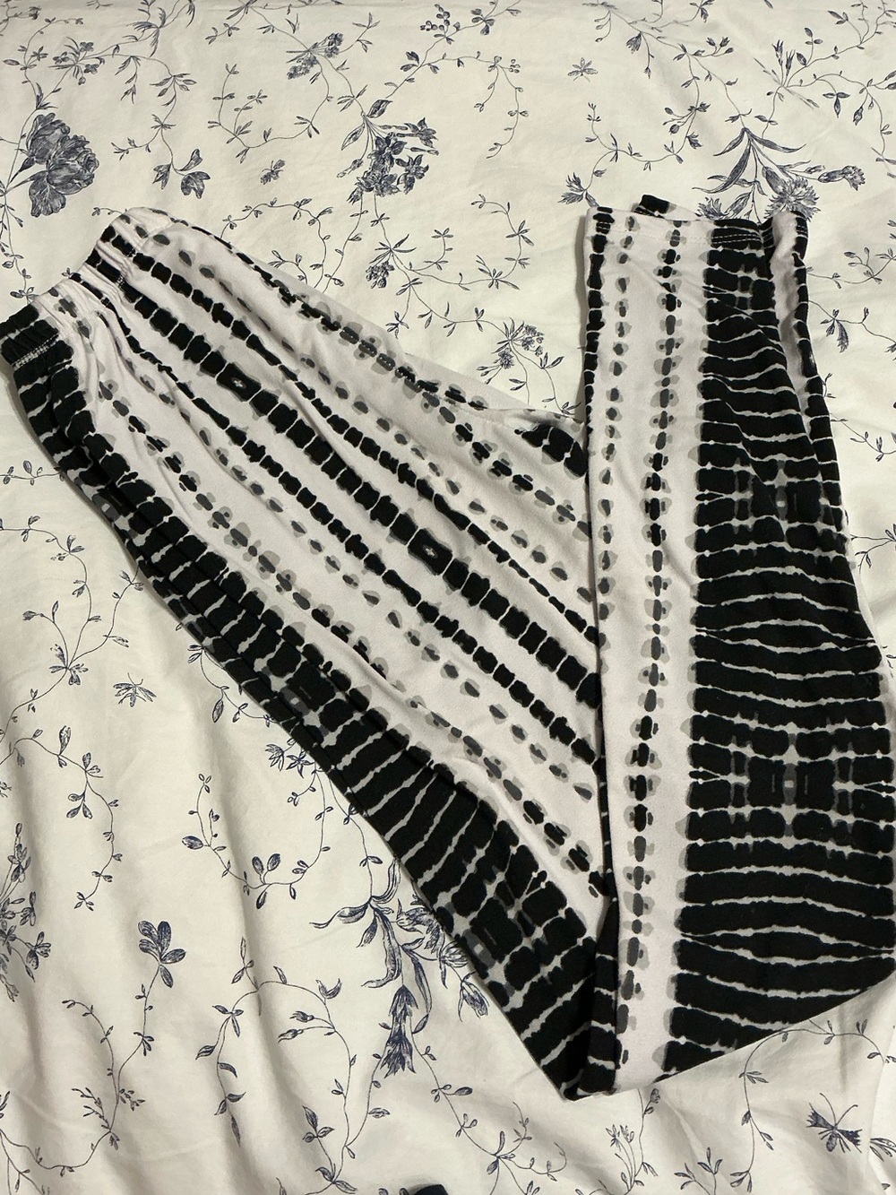 Splendid Black & White Striped Tie-Dye Wide Leg Pants